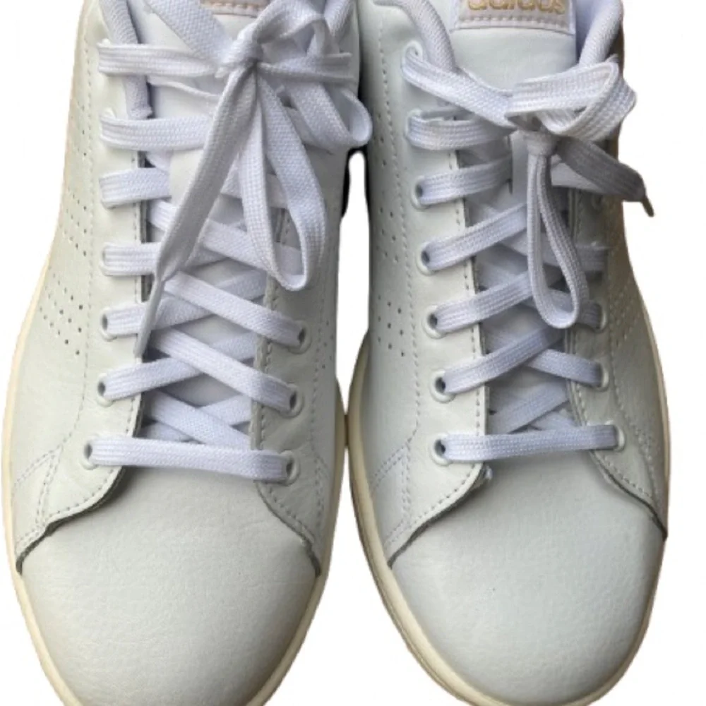 Adidas White Sneakers w/ Cheetah Print Heel & Cloudfoam Comfort Women’s 11